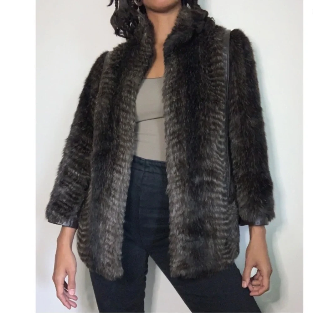 Beautiful Brownish/Gray Faux Fur Coat Size Medium